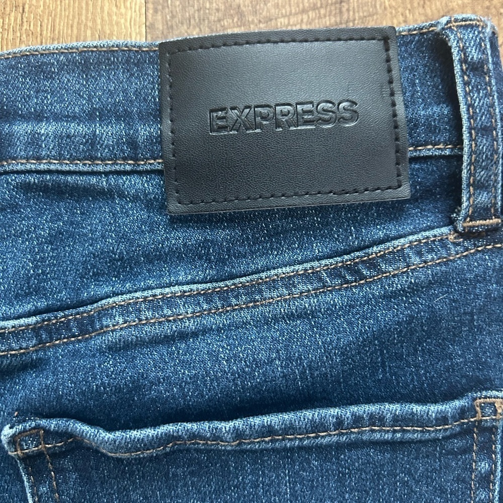 Express Bootcut Jeans Size 8 Dark Wash High Rise Stretch Denim - Picture 12 of 15